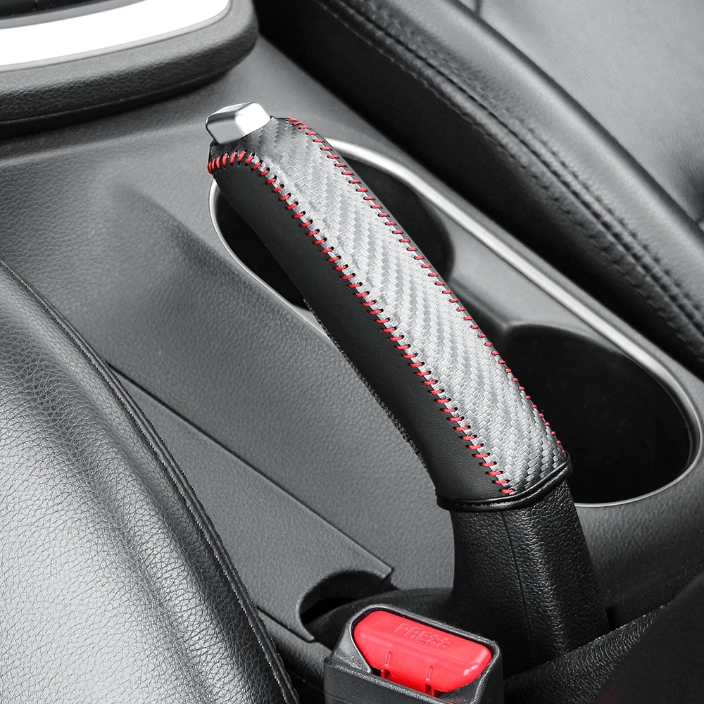Carbon Fiber Leather Handbrake Cover