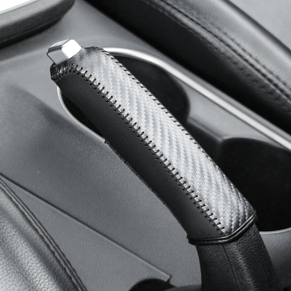 Carbon Fiber Leather Handbrake Cover