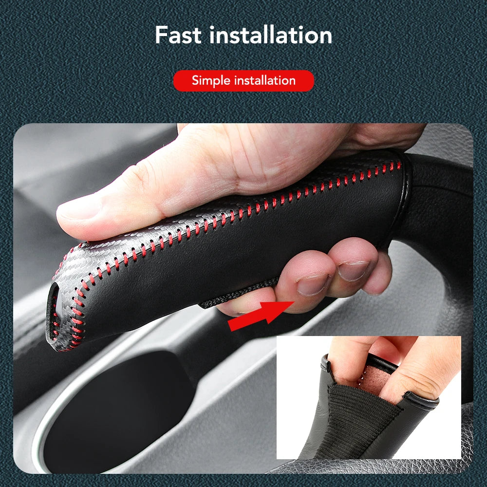 Carbon Fiber Leather Handbrake Cover